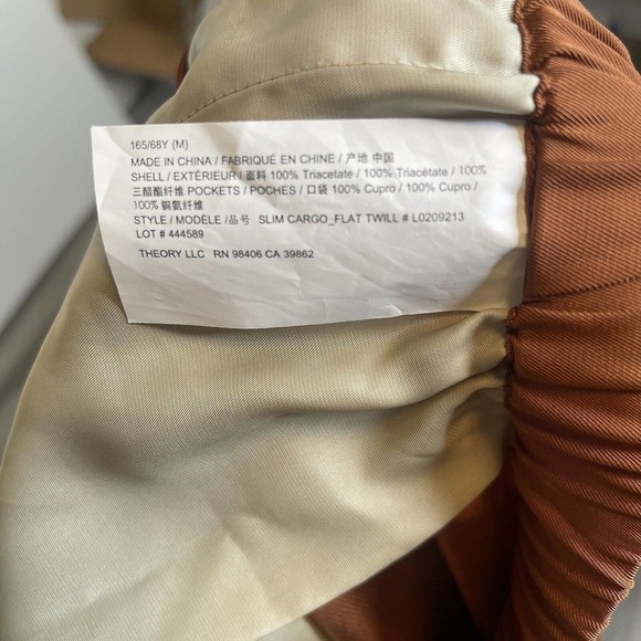 NWT Theory Flat Twill Slim Cargo Pants Women's Clay Size M $295 - Picture 11 of 11